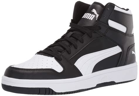 puma sneakers black and white.